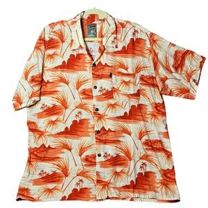Pineapple Connection Hawaiian Button-Down Short Sleeve Shirt Men's Large VTG‎